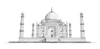 Ayrıntılı Taj Mahal vektör kroki çizim el çekilmiş