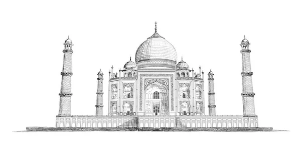 Hand Drawn gedetailleerde Taj Mahal vectorillustratie schets — Stockvector
