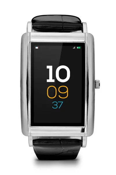 Часы Smartwatch с кожаным ремешком — стоковое фото