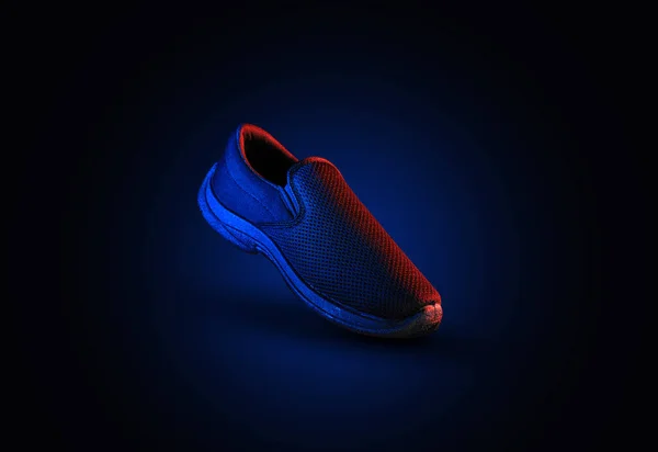 Dramatic Shoe Photo Blue Red Light Dark Background — Stock Photo, Image