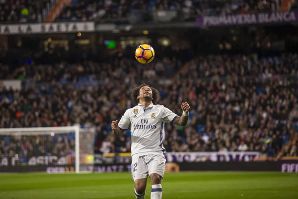 Madrid, İspanya - 1 Mart: Marcelo İspanyol socce bir maçta — Stok fotoğraf