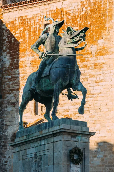 Equestrian Statue Francisco Pizarro Plaza Mayor Trujillo Spain Royalty Free Stock Images