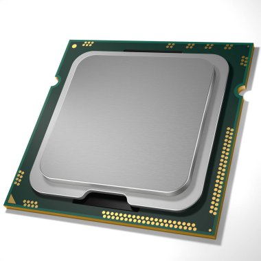 Merkezi işlem birimi (Cpu). 3D render. Grafik illüstrasyon