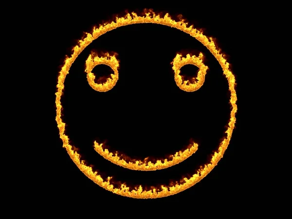 Smiley in Flammen. 3D-Darstellung. grafische Illustration — Stockfoto