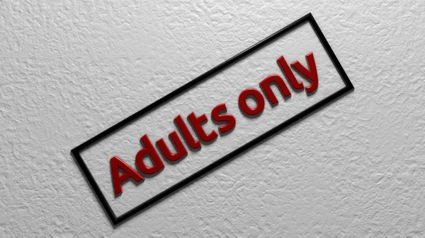 Inscriptie "Adults only" in zwart frame. Digitale afbeelding. 3D-rendering — Stockfoto