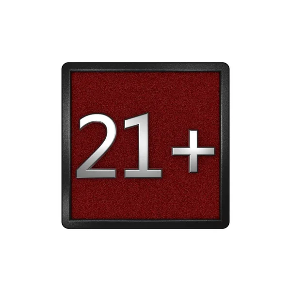 Symbol "21 +". Altersgrenze. vereinzelte grafische Illustration. 3D-Darstellung — Stockfoto