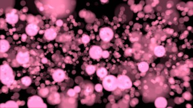 Siyah arka plan üzerine pembe bokeh. Grafik illüstrasyon