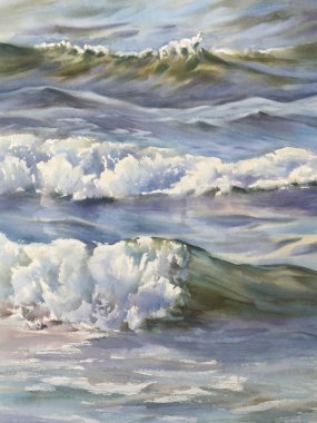 Deniz dalgaları suluboya