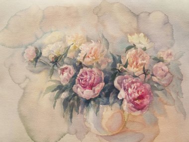 bouquet of peonies watercolor