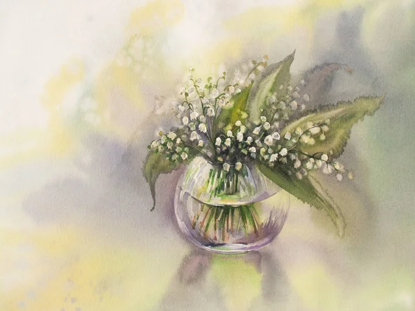 Lilies of the valley watercolor — Stock Photo, Image