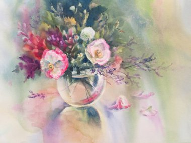 yaz çiçek suluboya