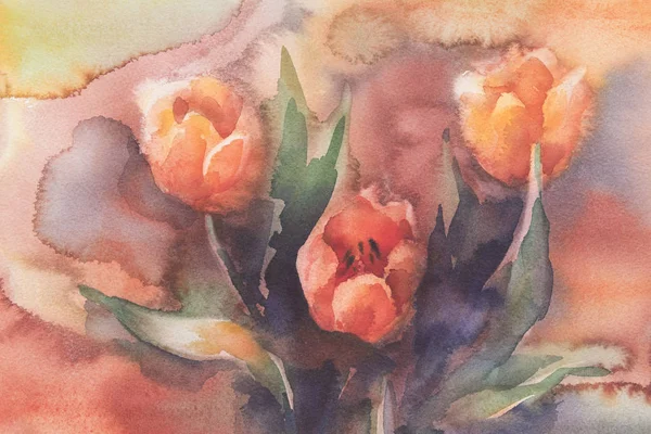 kırmızı lale suluboya