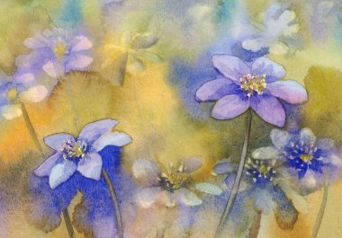 Yeşil zemin üzerine mavi mantarı