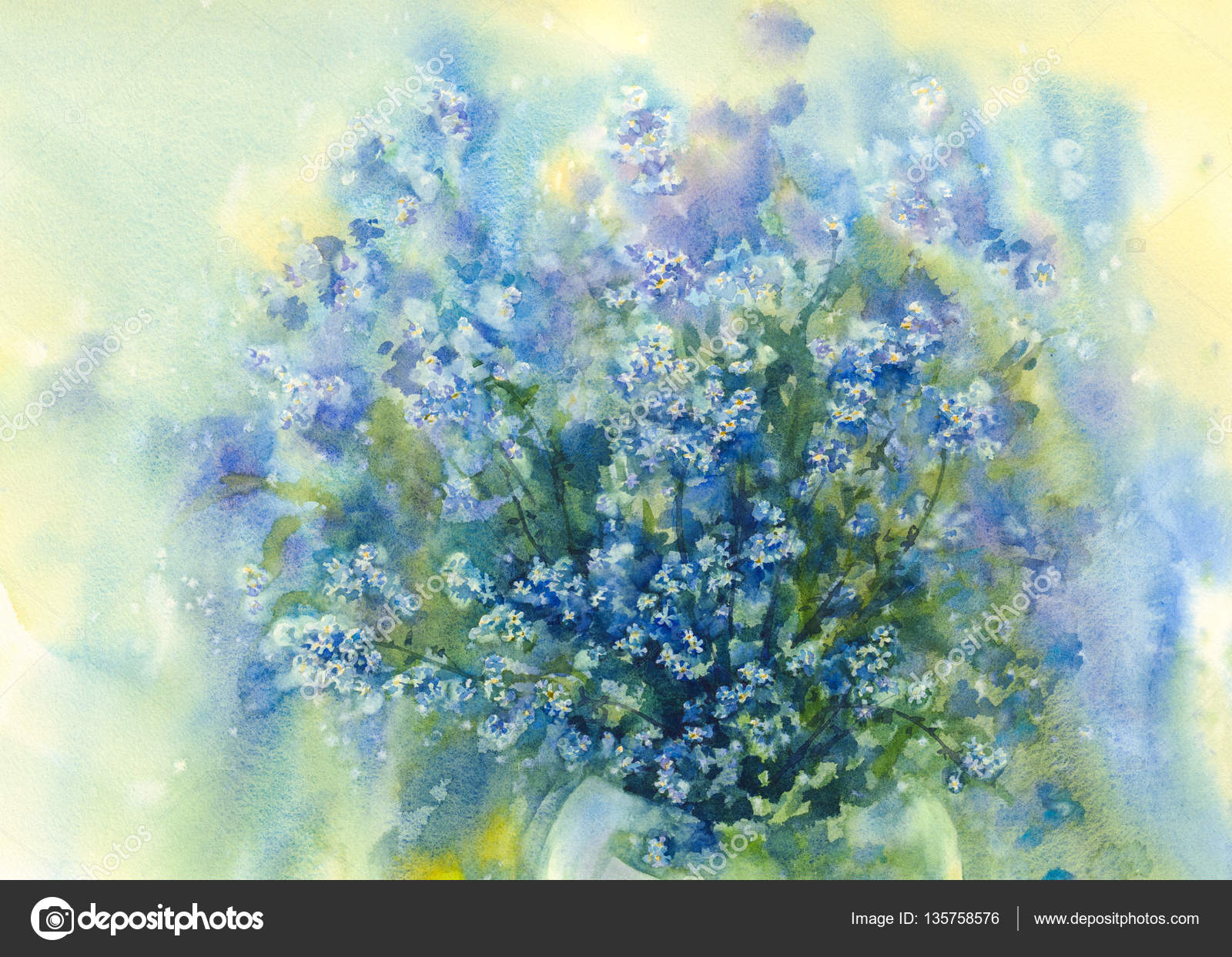 Forget Me Not Watercolor Background Stock Photo By C Eglelip