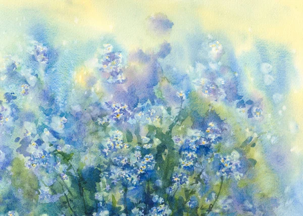 Forget-me-not aquarel achtergrond links — Stockfoto