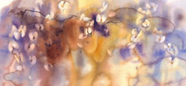 Beyaz Orkide dalları suluboya