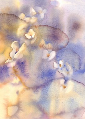 Mavi suluboya üzerinde beyaz orkide