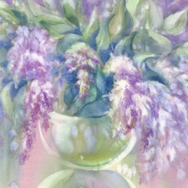 Vazo suluboya içinde Lila buket
