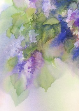 Lila buket natürmort suluboya