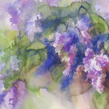 Lila buket natürmort suluboya