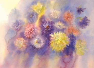 Aster suluboya arka planını renklendirin