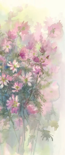 Rosa blomma akvarell bakgrunden — Stockfoto