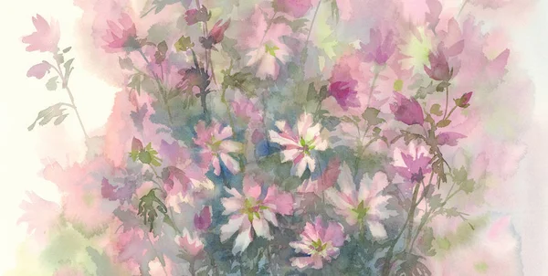 Рожева квітка акварельний фон — стокове фото