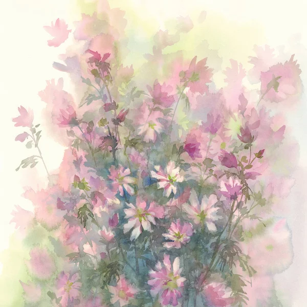 Rózsaszín virág akvarell háttér — Stock Fotó