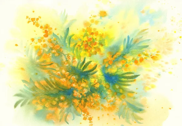 Akwarela kwiat mimozy — Zdjęcie stockowe