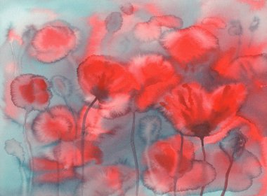 haşhaş alan suluboya arka plan