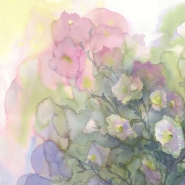 pembe ve beyaz çiçekler suluboya arka plan