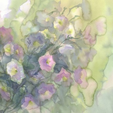 pembe ve beyaz çiçekler suluboya arka plan