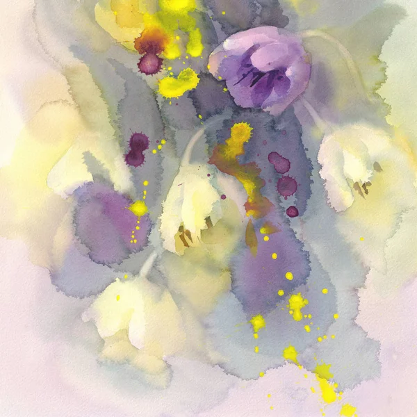 Tulipani pastello acquerello sfondo — Foto Stock