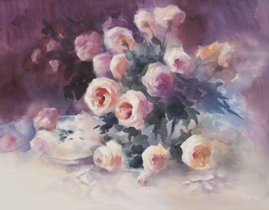 koyu arka plan suluboya parlak gül