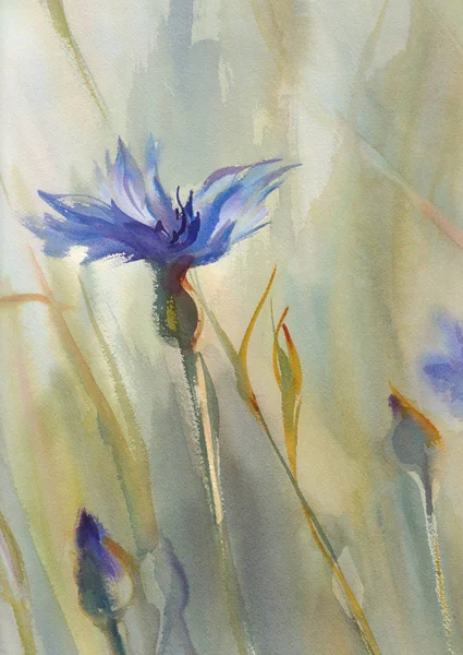 yeşil arka plan suluboya üzerinde Peygamber Çiçeği