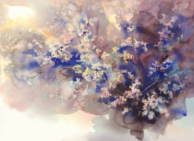 kiraz çiçek suluboya arka plan