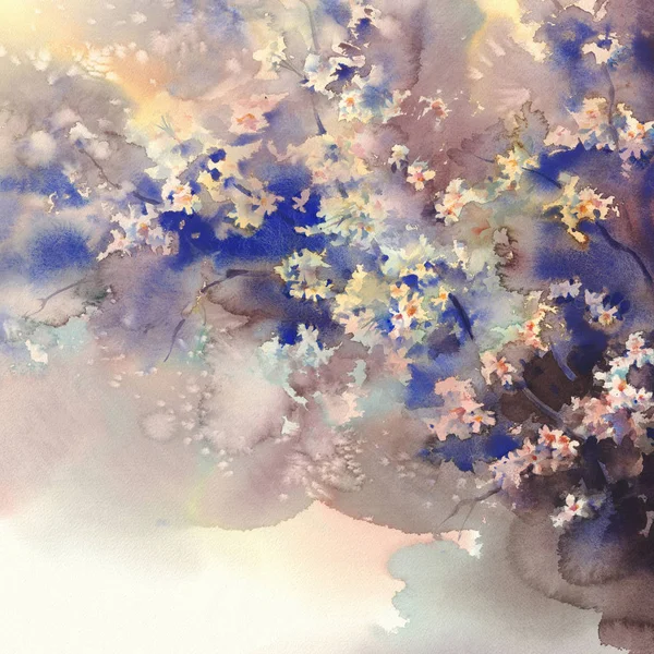 桜の花の水彩画の背景 — ストック写真