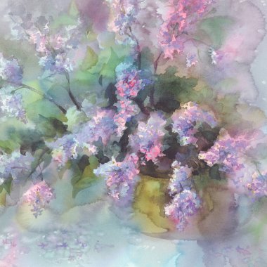 Leylak çiçeği suluboya