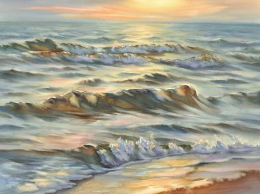 akşam deniz manzarası suluboya