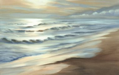 akşam deniz manzarası suluboya