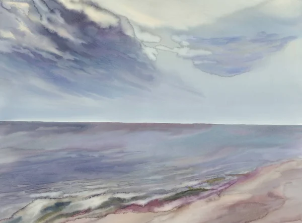 Paesaggio marino acquerello sfondo — Foto Stock
