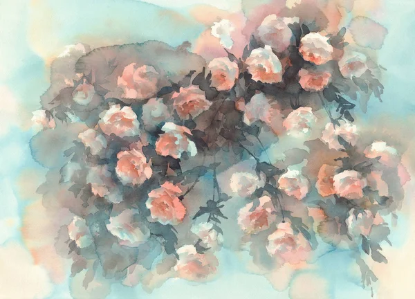 light roses watercolor background