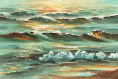 güneşli deniz suluboya arka plan