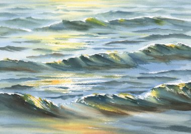 güneşli deniz suluboya arka plan