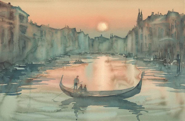 Venedik suluboya gün batımı