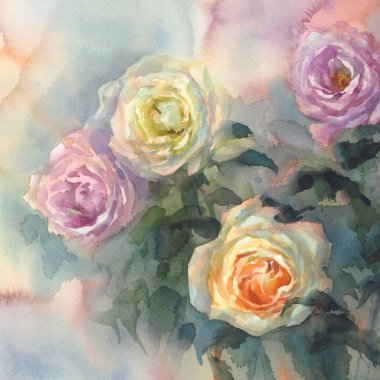 tatlı pastel gül renkli arka plan suluboya