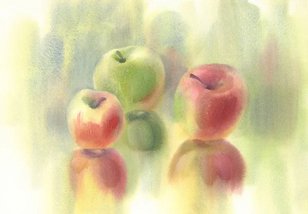 Color apples watercolor background — Stock Photo, Image
