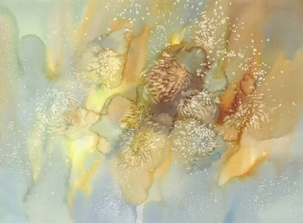 水彩の塩大理石の背景。菊の花 — ストック写真