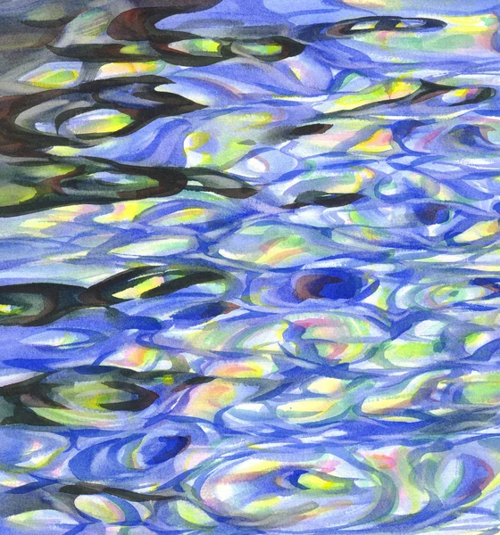 Кристаллическая вода с прозрачными волнами акварельный фон — стоковое фото