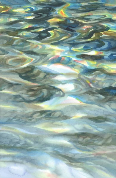 Ηλιόλουστο νερό με διαφανή κύματα υδατογραφία φόντο — Φωτογραφία Αρχείου